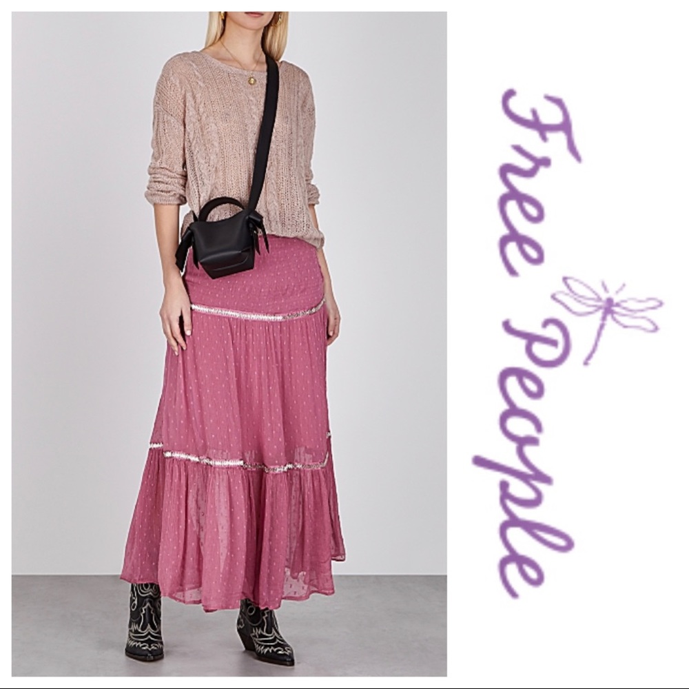 NWT Free People Ella Tiered Midi Skirt